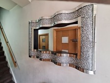 Diamond Crush Wave Framed Mirror
