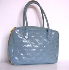 LULU GUINNESS JENNY PATENT PALE BLUE LEATHER LIPS LARGE SHOULDER BAG HANDBAG QVC