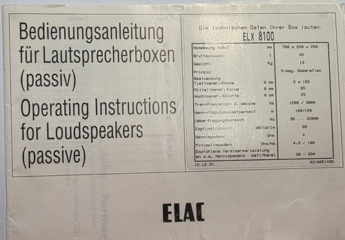 Elac elx 8100 - 8100, speakers