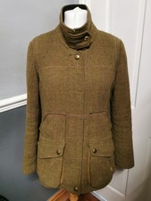 JOULES Field Jacket Coat 'Green Tweed' 100% Wool Check Size 14 £249.00