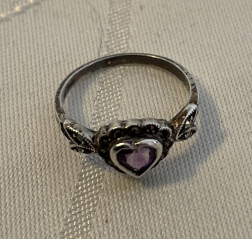 Amethyst and marcasite silver