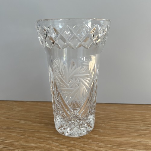 Lovely cut glass flower vase - glass,