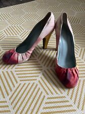Nicole Farhi Watercolour Satin Yellow Heels Shoes, 7 / 40