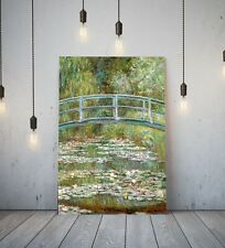 MONET BRIDGE WATERLILY POND 2-FRAMED CANVAS PAINTING WALL PICTURE PAPER PRINT