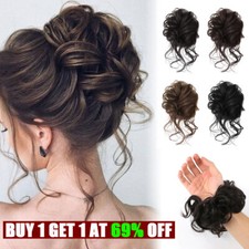 Women Large Hair Scrunchie Wavy Curly Wrap Messy Bun Updo Hair Piece Natural Wig