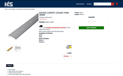 Exitex carpet cover trim 35mm - carpet,