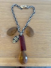 Mawi London Necklace Statement Piece Beautiful Amber/red/silver Jewellery 