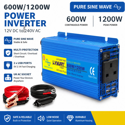 600w 1200w pure sine wave - 600w,
