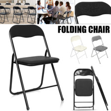 Folding Chairs Padded Faux Leather Studying Dining Office Event Chair Black Grey