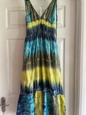 Ladies Joe Brown Tie Dye Dress Long Uk 8 Green Yellow Blue Used