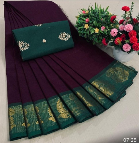Cotton saree with kalamkari