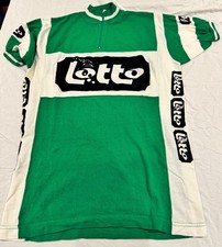 Vintage Lotto Flocked Short Sleeve Cycling Jersey by Campitello - size EL - EXC
