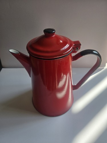 Red white enamel coffee - &,