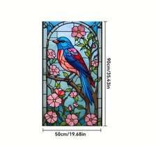 Privacy Window Film Stained Glass Static Cling Home Office Flower Birds Sticker