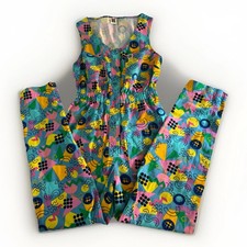 Lucy And Yak Juni Sleeveless Boilersuit In Turquoise Memphis Print Women’s Small