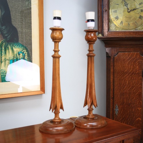 Pair wooden carved walnut - wooden,