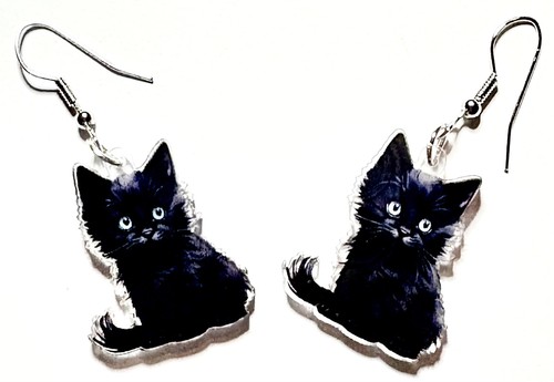 Cute black kitten cat - black,