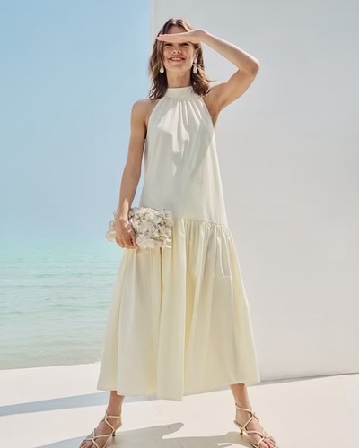 Women dress cream - m&s,