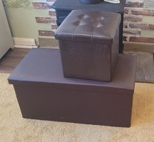 2 x Brown faux leather