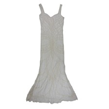 Anoushka G Cream A-Line Beaded Long Dress UK Size 14 HW