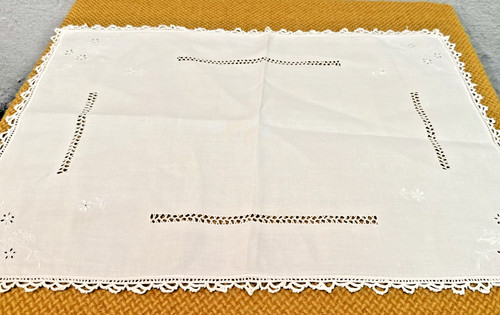 Vintage irish linen tray cloth - linen,