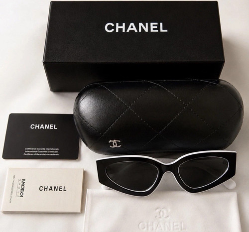 Chanel sunglasses black white - chanel,