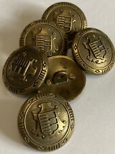 Real Metal Military Antique Brass Bronze Shank Buttons 6pcs 20mm (32L)