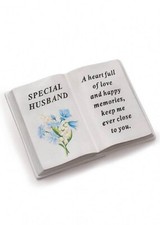 Open Book Grave Ornament Memorial Tribute Graveside Garden  Plaque HUSBAND