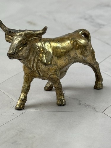 Vtg miniature brass - brass, bull
