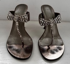 Ladies taupe evening shoes by Principles. Size 6. Thong toe. Diamonte straps