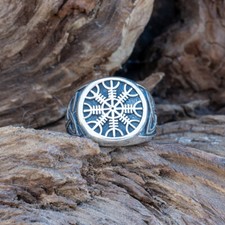 Nordic Compass 925 silver ring Viking Norse Helm of Awe Celtic Triskele Knotwork