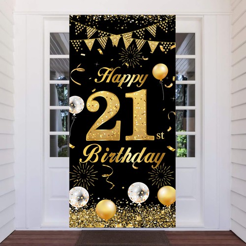21st birthday banner black - birthday,