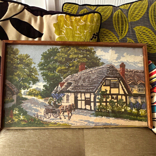 Framed cottage landscape - framed,