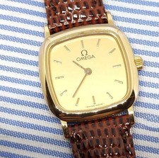 Overhauled Omega Deville Ladies Quartz Watch 18K Gold 20
