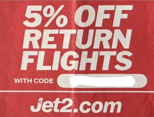 Jet2 voucher off - 5%, rtn