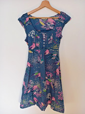 White Stuff UK 8 Cute Novelty Bird Print Cotton Dress Spring Summer