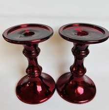 Pair Of Ruby Red Glass