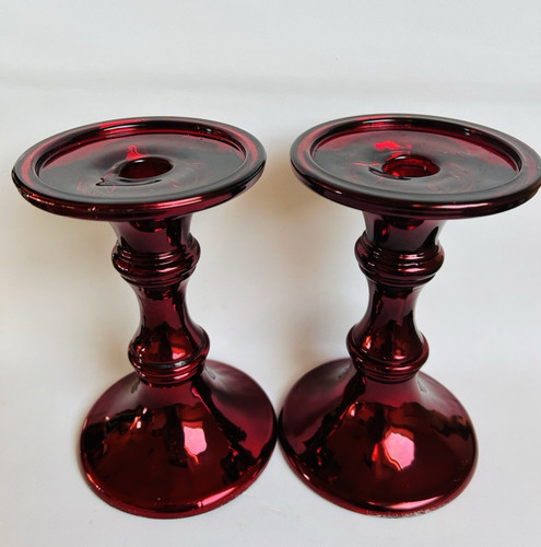 Pair ruby red glass - pair,