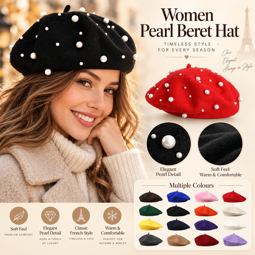 Plain women beret hat - women, wool