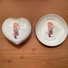 Holly Hobbie China Trinket Box and Plate Fill Each Day With Happy Moments