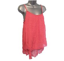 Womens Silk Cami Vest Top M/L Coral Pink Chiffon Lagenlook Vintage 90s Italian 