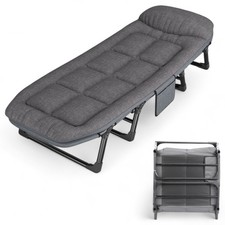 Single Folding Bed Camping Travel Heavy Duty Adult Lightweight With Mattress UK