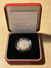 1995 WW2 SECOND WORLD WAR DOVE OF PEACE £2 PIEDFORT SILVER PROOF - boxed/coa