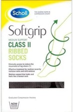 Scholl Softgrip Medium Support Class II Ribbed Socks - Class 2