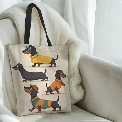 Chic dachshund print tote bag - dachshund,