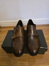 New Trussardi Monkstrap Men's Shoes Size 9.5 Brown Leather Made In Italy