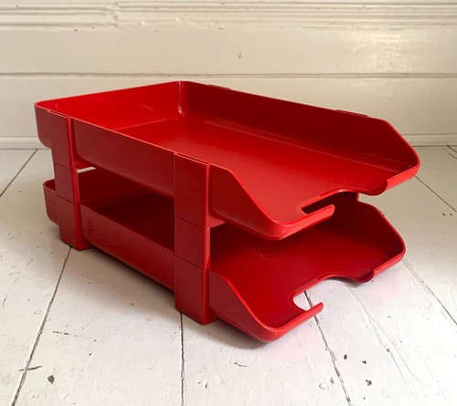 Vintage red plastic - plastic, stacking
