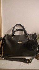 Nathalie Anderson Women's Shoulder Bag Medium Black Vegan Leather Zip New F1