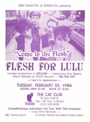 Flesh for lulu 1986 cat - lulu, club