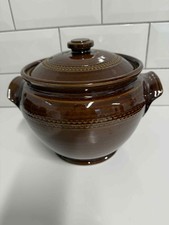 Vintage Brown Glazed Stoneware PEARSONS OF CHESTERFIELD Casserole Pot / Lid